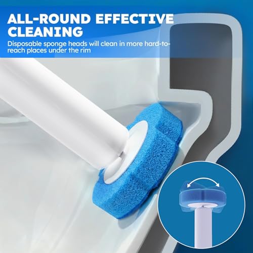 Disposable Toilet Brush- Toilet Bowl Cleaner, Toilet Bowl Brush, Toilet Wand with 12PCS Brush Refills for Bathroom Deep Cleaning Squre Shape(1 Pack, White) - size: 1 Brush + 12 Refills