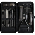 ASH ISLAND Nail Clippers Set - Gray Stainless 12 in 1 For Men And Women Manicure Pedicure Travel Kit Luxury Nail File Sharp Nail Scissors Fingernails Toenails with Portable Stylish Case - color: Space Gray