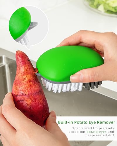 MR.SIGA Fruit and Vegetable Cleaning Brush with Non Slip Comfortable Grip, Pack of 2, Green - color: Green