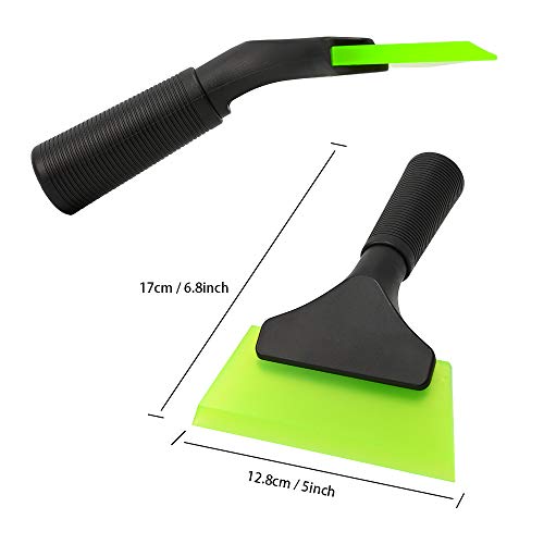 FOSHIO Small Squeegee with 5 Inch Dark Blue & Green Rubber Blade Mini Wiper Window Tinting Tools for Mirror Glass Window Cleaner with Non-Slip Handle, 2 Pack - color: With Green & Blue