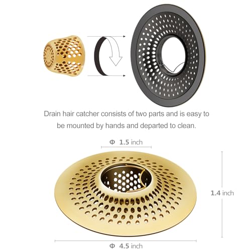 LKEYE Shower Drain Hair Catcher/Bathroom Drain Cover/Bathtub Drain Strainer/Shower Stall Drain Protector(Bronze) - color: Bronze