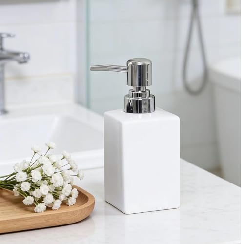 11OZ White Square Soap Dispenser for Bathroom Liquid Hand Pump Dispenser - color: Square