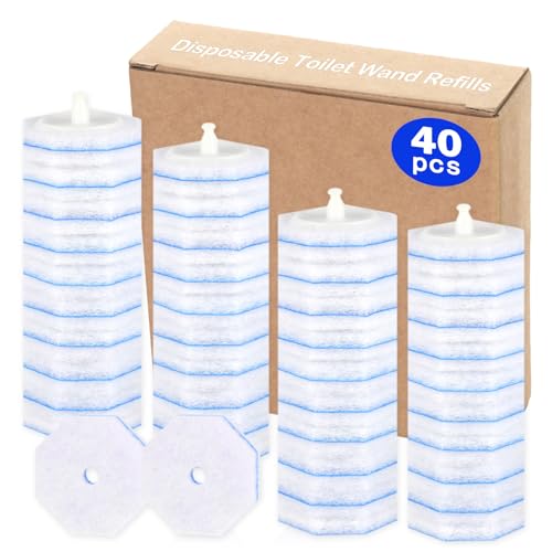 40 Count Disposable Replacement Toilet Brush Head for Clorox, 5X Cleaning Power Scrubber Refill, Bathroom Cleaning Supplies, No Falling Apart, Fresh Fragrance
