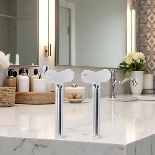 2Pcs Stainless-Steel Tube Toothpaste Squeezer Keys Metal Hair Dye Color Key Roller Dispenser Wringer Tool Processing Bathroom Safety, Aids and Accessories