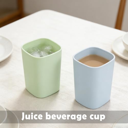 4PCS Bathroom Tumbler Toothbrush Cup, Unbreakable Reusable Drinking Cups, Plastic Mouthwash Cup Toothbrush Holders 330ml (Blue, Grey, Green, Pink)