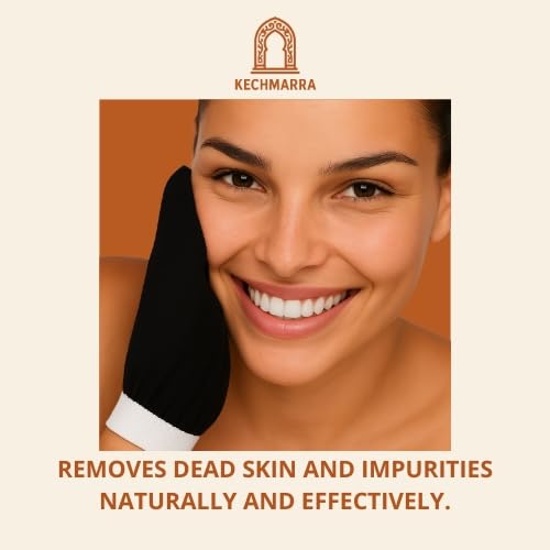 Moroccan Hammam Kessa Exfoliating Glove & Adjustable Back Scrubber Strap Set – Deep Cleansing Body Mitt + Shower Back Scrubber for Silky Smooth, Radiant Skin