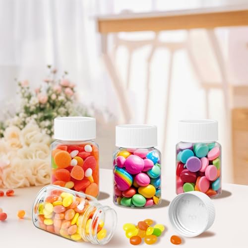 Lamoutor 30Pcs Clear Pill Bottle Plastic Medicine Bottle Empty Reagent Chemical Containers with Caps for Liquid Solid Powder Medicine 30ML - size: 30ML