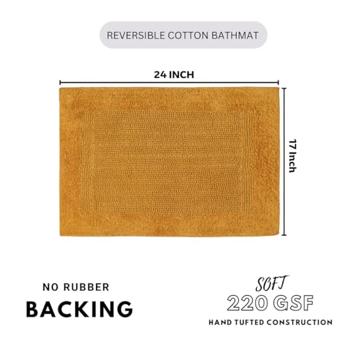 Savi Home Bath Mat Rug 17x24 Honey Mustard, 100% Pure Cotton, Super Soft Bath Rug, Plush & Absorbent, Hand Tufted Heavy Weight Construction, Full Reversible Step Out Rugs - color: Musturd, size: 1'5" x 2' (Rectangular)