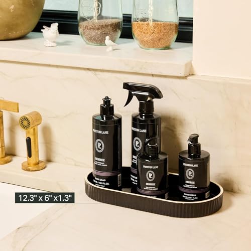 Preston Lane Signature Ceramic Tray – Handmade in Portugal with Fluted Edges & Hand-Painted Trim – Decorative Organizer or Home Accent, Large, Ink 12.3 x 6 x 1.3 - color: Ink, size: 12.3" x 6" x 1.3"