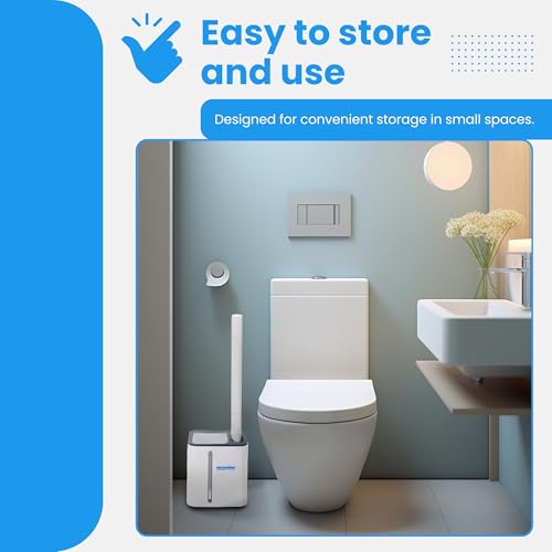 WizardFlush Toilet Brush - Disposable Toilet Bowl-Cleaner for Bathroom - Scrub Brush for Toilet - Space Saving for Storage - Deep Cleaning Wand - Easy to Assemble