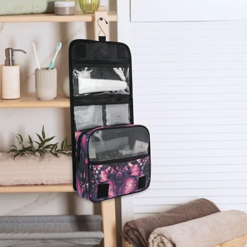 MNSRUU Hanging Toiletry Bag Gothic Skull Butterfly Travel Makeup bag for Toiletries Portable Travel Toiletry Organizer Cosmetic Bags with Hanging Hook - color: Skull I 4097