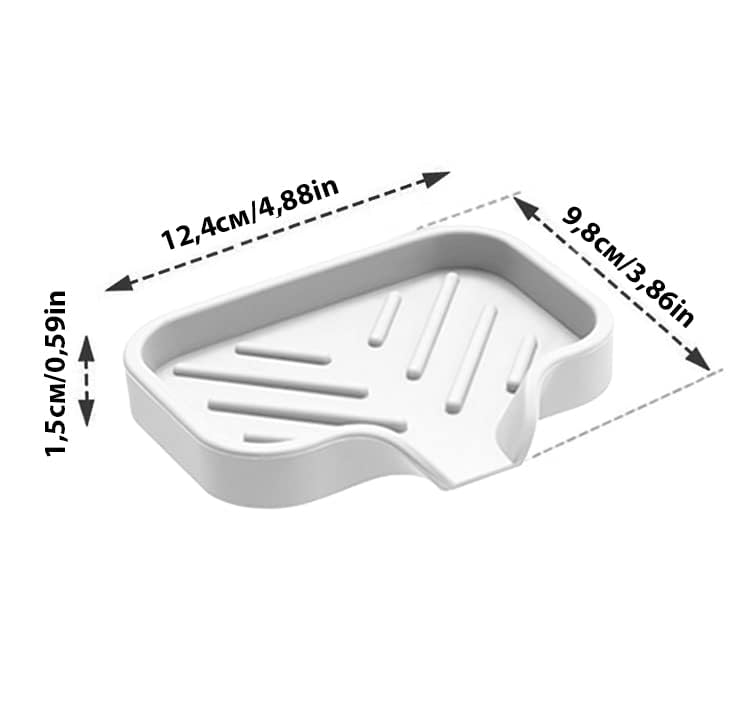 2 Pcs White Silicone Self Draining Rectangular Soap Dishes - Waterfall Soap Trays - Soap Dishes for Bar Soap - Soap Boxes - Soap Case - Soap Container - Soap Pads - Kitchen Sink - Shower - Bathroom ! - color: Cream, size: S(4.7X3.5) 2 PCS