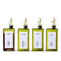Olive Oil Dispenser Bottle for Kitchen, 16.9oz /500ml Cooking Vinegar Dispenser Bottle Set, Glass Sauce Container, Labels, Brush, Funnel, Stoppers, Green for Oil, Wine - color: Golden, 4 Pack