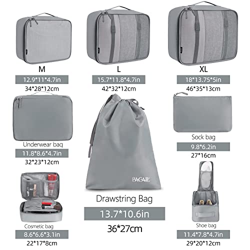 BAGAIL 8 Set Packing Cubes Luggage Packing Organizers for Travel Accessories-Pewter Color - color: Pewter Color, size: 8 Set