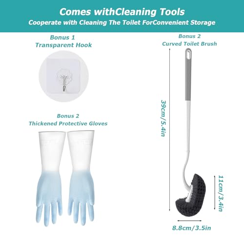 Toilet Plunger Set, High-Pressure Toilet Plunger with Toilet Brush & Rubber Gloves | All-in-One Heavy Duty Powerful Air Plunger Drain Toilet Unclogger for Bathroom Drains - color: Plunger+brush+gloves