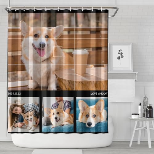 Personalized Shower Curtain Set Custom Photo Shower Curtains Modern Minimalist Home Bathroom Curtain Decor with 12 Hooks 72 Inch Wide * 84 Inch High - color: 4 Photo-2, size: 72"W x 84"L (Pack of 1)