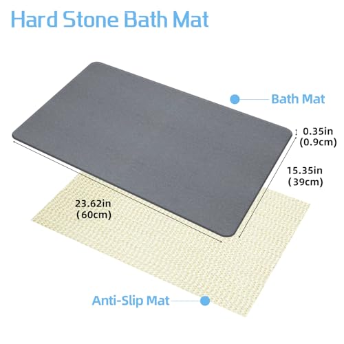 Stone Bath Mat, Diatomite Fast Drying Non Slip Stone Shower Mat, Super Absorbent for Bathroom & Kitchen, Multi-Use as Pet Mat, Easy to Clean 16"x24", Gray - color: Style 08-gray, size: 16"x24"