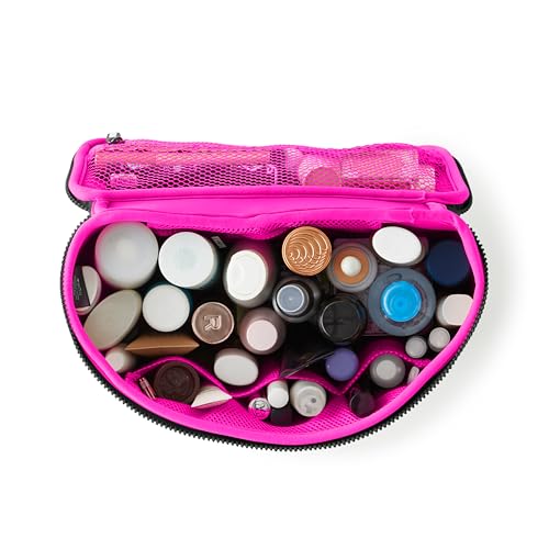 KUSSHI Neoprene Train Case Makeup Bag - Washable Makeup Travel Bag & Vanity Case for Stress Free Travel (Large, Black/Pink) - color: Black/Pink, size: Large