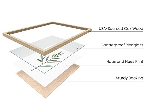 HAUS AND HUES Framed Botanical Wall Art - Set of 4 Tropical Leaf Prints, Sage Green Plant Wall Decor, Minimalist Leaves Art (Beige Frame, 8x10) - color: Green Plants, size: 8x10, style: Beige Framed