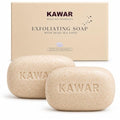 KAWAR Dead Sea Exfoliating Soap with Salicylic Acid, Body Bar, 2-Pack | Salicylic Acid, Magnesium Chloride, Shea Butter & Tea Tree Oil - No Fragrance, Vegan Exfoliating Body Bar for Men & Women