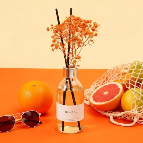 Clesh Reed Diffuser Set, 6.7 oz Citrus Scented Diffuser with Sticks, Home Fragrance Reed Diffuser for Bathroom Shelf Decor