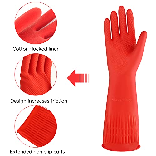 Rubber cleaning gloves 1 or 3 Pairs for kitchen,Cotton Lining,Dishwashing gloves long with lined,Reuseable. - size: Medium (Pack of 1), style: 1