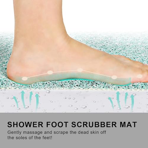 Nonslip Bathtub Mat, Anti Slip Bath Mat 0.6" Extra Thick, Quick Dry Bath Tub Anti Slip Shower Mat, Loofah Non-Slip Bath Mat for Tub Bathroom Pool Kitchen Entryway Home Hotel(Blue 24x24) - color: Blue, size: 24" x 24" (Square)