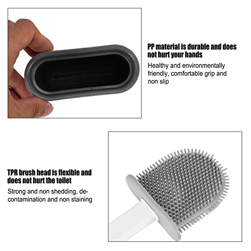 Toilet Bowl Brush Longer Handle Wall Mounted Toilet Brush, Flexible Toilet Bowl Brush Bathroom Washing Bowl Brush Kit Sturdy Washing Toilet Brush with Drain Box, Wall Mounted Flexible (White)