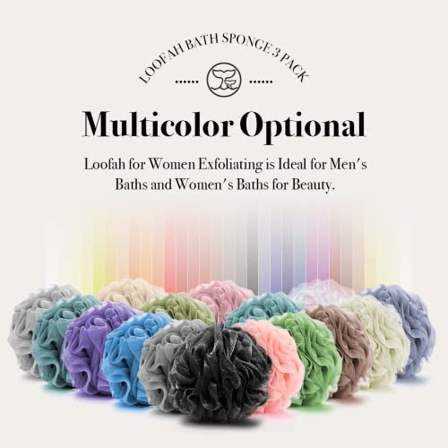 Loofah Sponge Bath Sponge for Women Men 4 Pack (Purple Blue Red Green) - style: Purple Blue Red Green