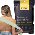 Sima Brand Exfoliating Washcloth Face & Body Scrub Towel - Japanese Exfoliating Towel with Hexagon Fibers, Body Scrubber with 2 Sides for Scrubbing & Washing, Extra Long Body Towels (Green) - color: Green