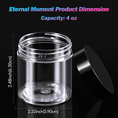  ﻿ Eternal Moment 36 Pack 4 OZ Plastic Jars Round Clear Cosmetic Container Jars with Lids, Perfect for Lotion, Cream, Ointments, Makeup, Eye Shadow, Rhinestone, Samples, Pot, Travel Storage - color: Black Lid, size: 4 Ounce