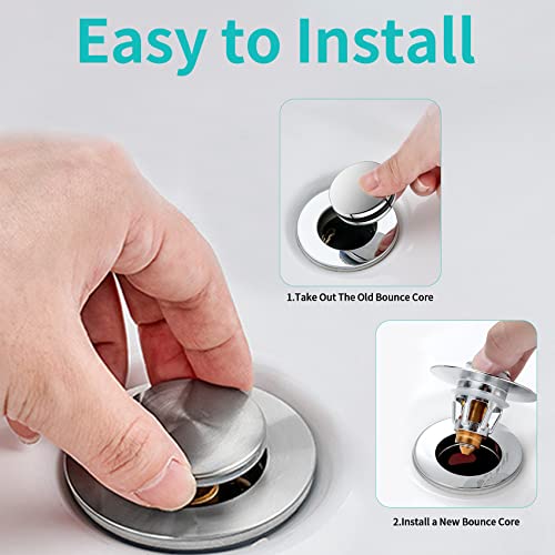 Sink Stopper, Bathroom Sink Drain Strainer with Hair Catcher, for 1.04’’~1.97’’ Drain Hole, Brass Universal Drain Cover, Pop Up Basin Plug - color: Chrome - 1.04-1.97"