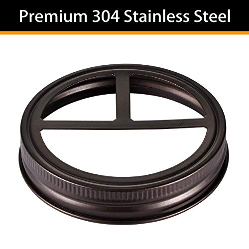 [Wide Mouth ONLY] SheeChung 2 Pack Mason Jar Toothbrush Holder Lid - Rustproof 304 Stainless Steel for Ball Mason Jar or Any Pint. Jar, Farmhouse Decor Bathroom Accessories Set - Bronze - color: Brown Lid-2 Pack