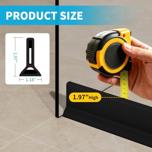 39" Collapsible Shower Threshold Water Dam Shower Water Stopper Barrier Keeps Water Inside Threshold Dry and Wet Separation Suitable for Bathroom Kitchen Sink Bathtub and More - color: Black, size: 39 Inch