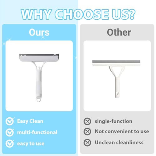 3 in 1 Window Cleaning Scraper Shower Squeegee for Glass Doors Mirror with Sprayer Squiggy for Windshield Cleaner Tool Washing Spray Home Floor Scraper(Blue)