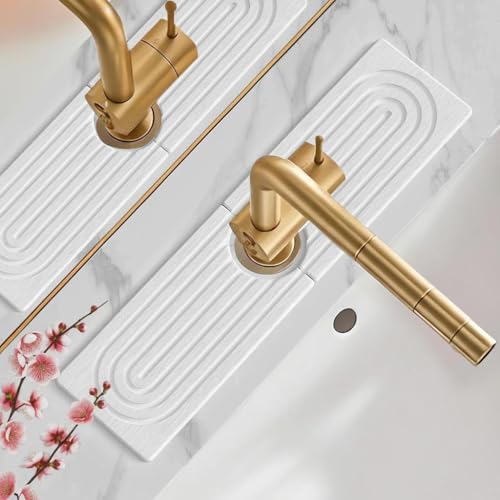 Faucet Mat for Kitchen Sink, Diatomite Quick Drying Tray , 15.7 Inch Kitchen Sink Splash Guard and Bathroom Stone Trays for Counter. Super Absorben.White.
