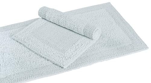 Bedding Craft Cotton Bath Mat Rug 21x34, Reversible Bathroom Rug, Water Absorbent, Machine Washable, Soft Cloth Bathmat for Outside Bathtub, Silver Grey - color: Silver Grey, size: 1'9" x 2'10" (Rectangular)