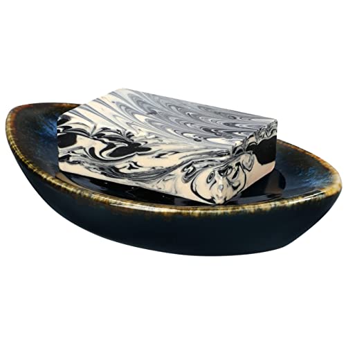Ceramic Soap Dish with Self Draining Tray for Bar Soap, Bathroom, Kitchen (Green No.5) - color: Green No.5
