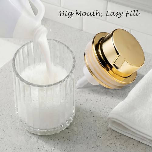 Amolliar Foaming Soap Dispenser, Plastic Pump Clear Glass Soap Dispenser, 8OZ Refillable Hand Soap Dispenser for Bathroom, Kitchen, Shower, Soap Pump Bottle for Liquid or Lotion Dispenser(Gold 2 Pack) - color: Gold