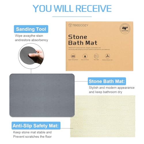 Stone Bath Mat, Diatomite Fast Drying Non Slip Stone Shower Mat, Super Absorbent for Bathroom & Kitchen, Multi-Use as Pet Mat, Easy to Clean 16"x24", Gray - color: Style 08-gray, size: 16"x24"