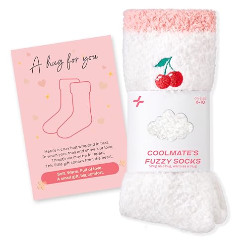 CoolMate Cozy Soft Cloud Socks, Fuzzy Socks for Women - color: D.08 - Embroidered Cherry