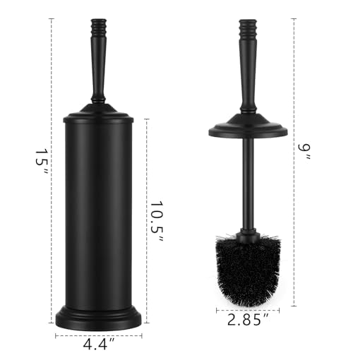 Black Toilet Brush and Holder Set, Stainless Steel Toilet Brush for Bathroom,Heavy Duty Black Toilet Bowl Brush and Holder,Deep Cleaning Modern Toilet Cleaner Brush -Space Saving, Covered Brush - color: Black