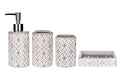 Groovy Bathroom Accessories Set - Complete Bath Accessory Sets Includes Soap Dispenser, Toothbrush Holder, Tumbler, Soap Dish, - color: Grey