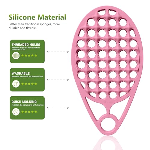 KOUPA Silicone Afro Twist Brush with Pick Comb - Easy Clean Dual-Sided Design with Textured Holes for Defined Afro Curls, Suitable for Coily Hair Men & Women, Pink - color: Pink