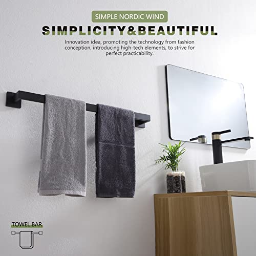 KOKOSIRI 24-Inch Single Towel Bar, Bathroom Kitchen Towel Holder, Wall Mounted SUS304 Stainless Steel Towel Rack, Matte Black, B4003BK-L24 - color: Matte Black, size: 24-Inch