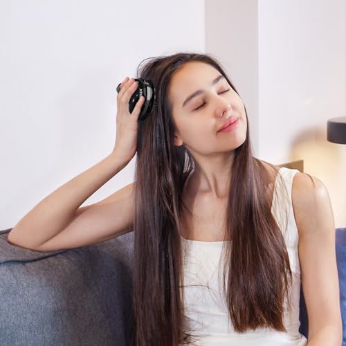 SHINLEA 2 in 1 Scalp Massager Hair Growth,Scalp Scrubber with Soft Silicone Bristles for Dandruff Removal,Shampoo Brush for Exfoliation,Head Massager for Both Wet and Dry Use (Black) - color: Black