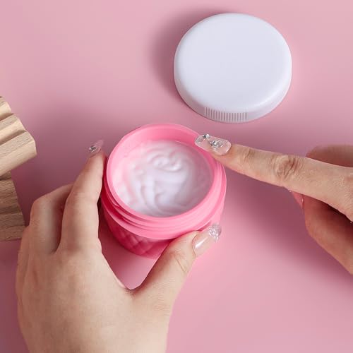 Kuangre Travel Containers for Toiletries, Silicone Cream Jars BPA-Free, TSA Approved 2oz Travel Size Containers, Leak-proof Silicone Jars with Lid for Cosmetic Face Hand Body Cream (4 Pack) - color: Pink, size: 2 Ounces