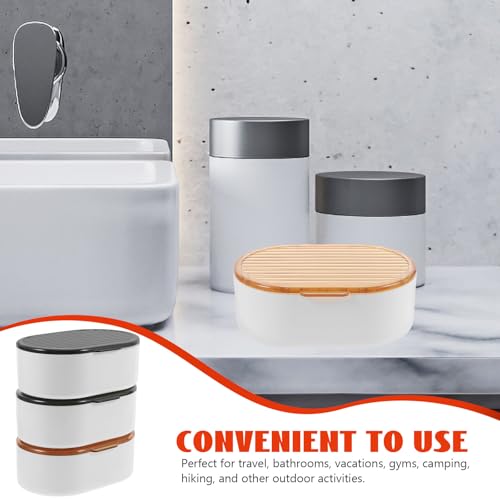 Luxshiny 3pcs Lid Soap Box Set with Dual-Layer Draining Design, Portable Travel Soap Holder Case for Shower and Bathroom Use (Yellow, Gray, Green)