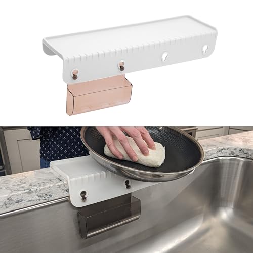 SiliProducts SiliSink Silicone Sink Edge Guard for Kitchen Sink - Fits 3.75” - 4” Wide - The Original Silicone Edge Protector with Sponge Caddy, 14” White - color: White, size: 4in x 14in