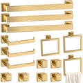 Bathroom Accessory Towel Bar Set: 15 Pieces Gold Square Bathroom Hardware SUS304 Stainless Steel - 24 Inch Wall Mounted Towel Rack&Toilet Paper Holder&Towel Ring and Towel Hook - color: Gold, size: 24inch 15 Pieces